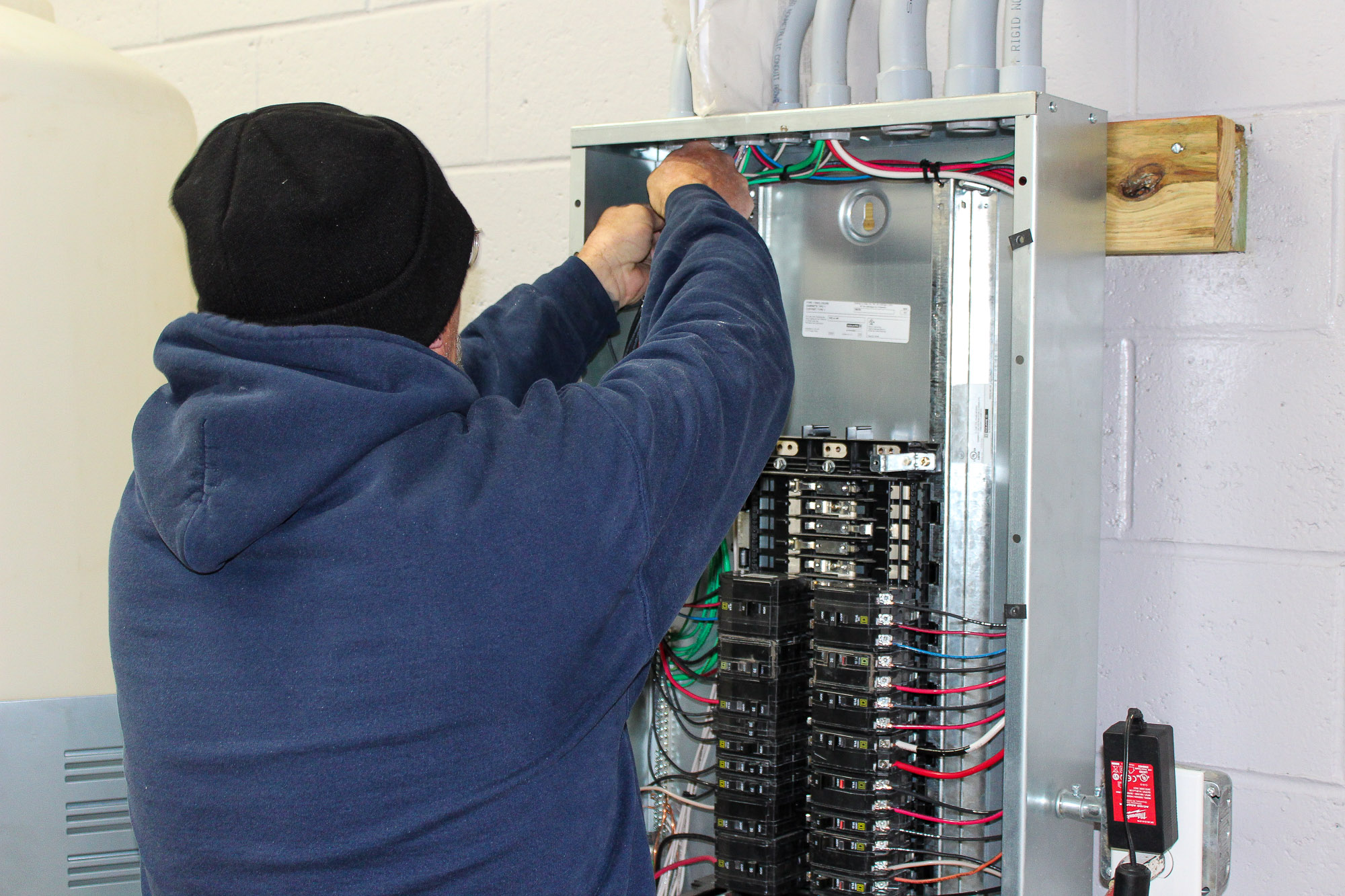 Installation of a commercial control panel, showcasing expert electrical craftsmanship and precision by MDI Electrical.